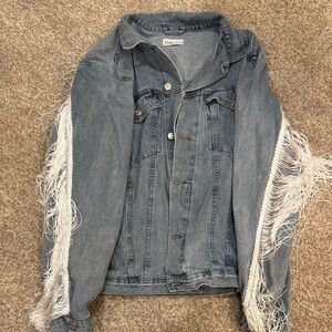 Denim Jacket with Fringe Details